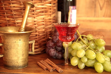 Glass of wine and grapes