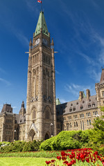 Fototapeta na wymiar Parliament Hill w Ottawie, w Kanadzie