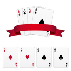 Four aces with red banner