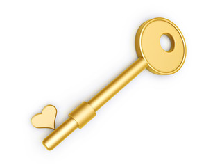 gold key with love heart profile