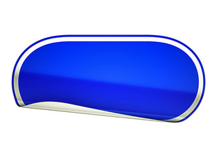 Blue rounded bent sticker or label
