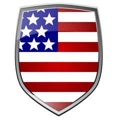 Shield with the flag of the USA