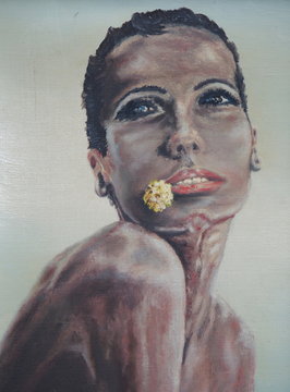 tableau - peinture portrait de belle femme africaine