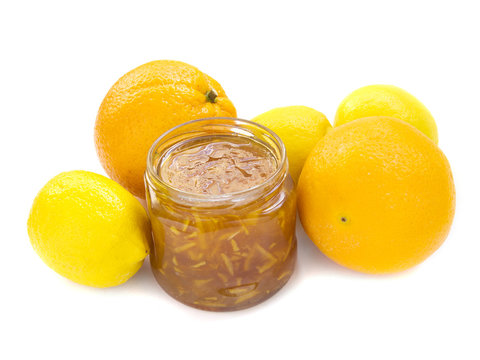 cirus jam with orange and lemon isolated