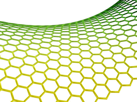 3D Green  Graphene Molecular Structure On White Background