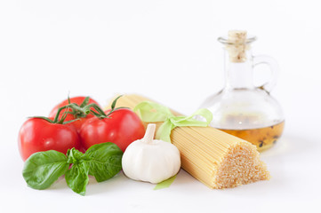 pasta ingredients isolated on white background