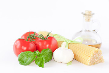 pasta ingredients isolated on white background