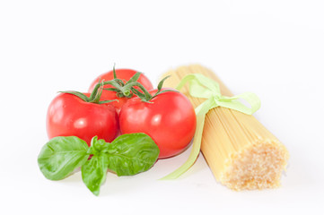 pasta ingredients isolated on white background