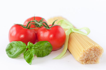 pasta ingredients isolated on white background