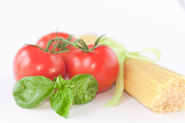 pasta ingredients isolated on white background