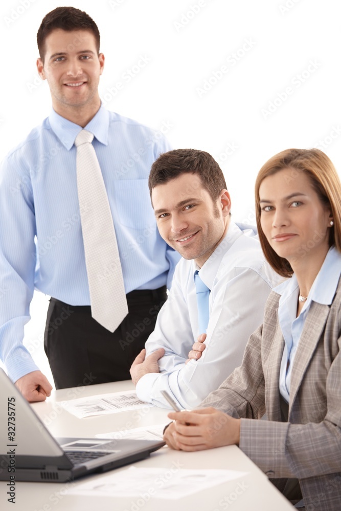 Poster portrait of happy businessteam