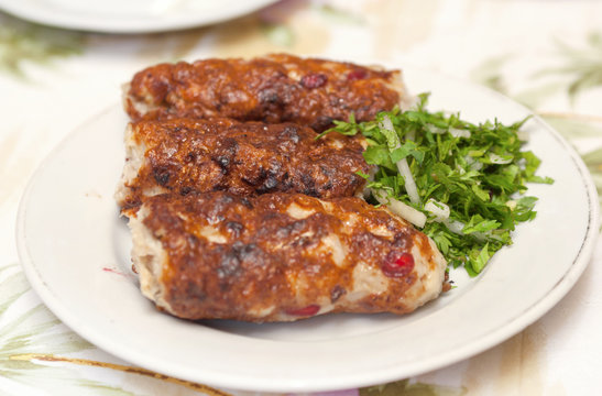 Chiken lulya-kebab. Traditional chicken cutlets