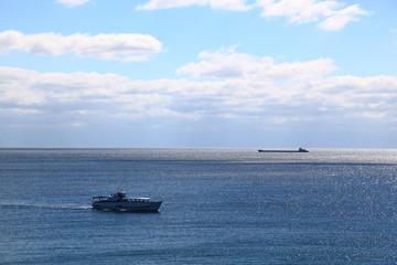 Crimea. The ships on sea horizon