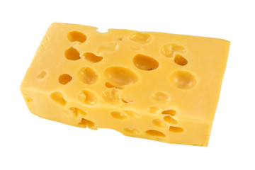 piece of cheese isolated on a white background .