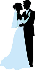 Bride and groom silhouettes