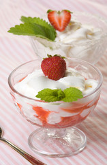 dessert with cream and strawberries