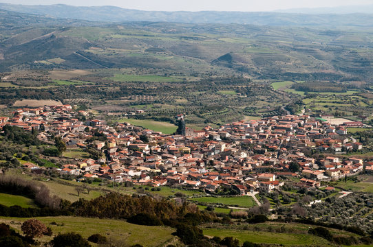 Sardinia, Italy: view of Gesturi town from the Giara
