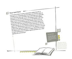 Page layout, book icon included (simple linear drawing, blank te