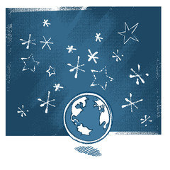 earth icon, at night