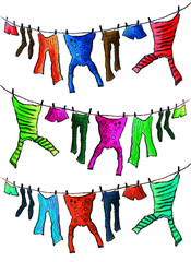 The washed clothes on drying