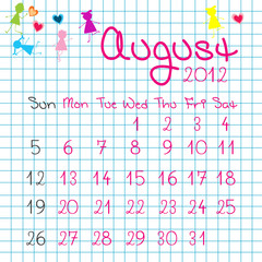 Calendar for August 2012