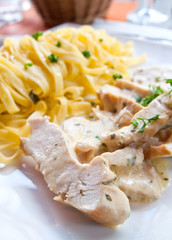 close-up of plate of pasta