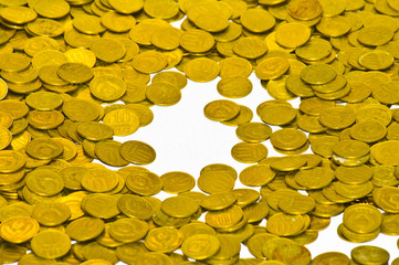 Coins fall on the table