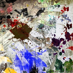 Abstract grunge background, graffiti color blots