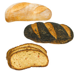 freshly baked healthy bread on a white background