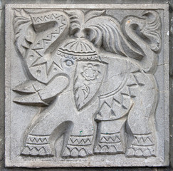 old bas-relief of fairytale elephant