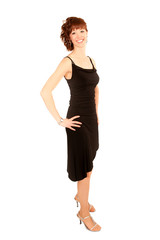 Portrait einer schönen jungen Frau in schwarzem Kleid