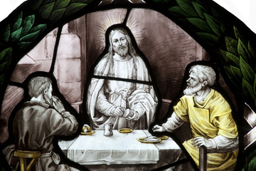 Last supper stained glass - obrazy, fototapety, plakaty