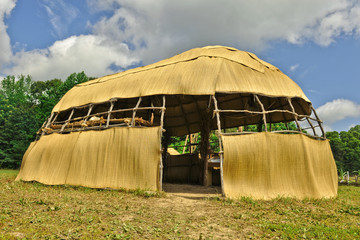 Native American structure on tribal land in Virginia.