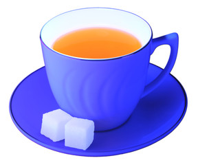 Blue cap of tea