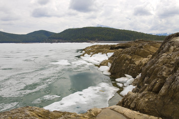 Icy Rocky Shore line