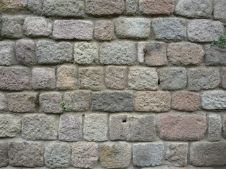 neat grey stone brick wall.