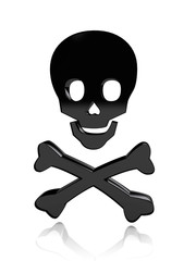 Skull with bones over white background