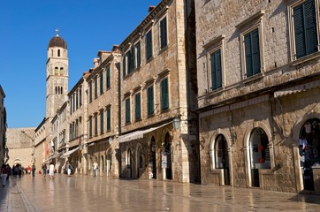 Obraz premium Stradun, Main Street Dubrovnik at Dawn