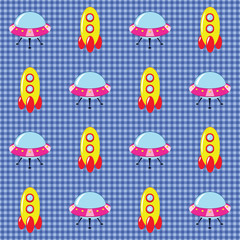 Checked pattern with spaceships.