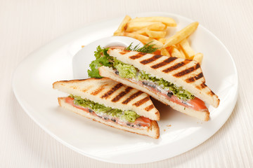 Sandwiches with French fried potatoes