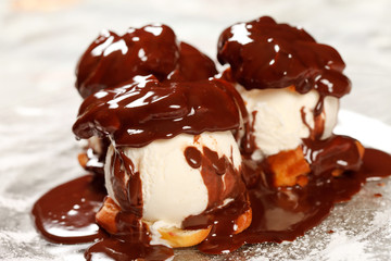 Ice cream with Chocolate topping