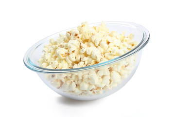 Popcorn in a glass bowl