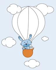 Abwaschbare Fototapete Himmel Tierfliegen im Ballon