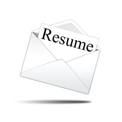 Icono sobre blanco con carta con texto Resume