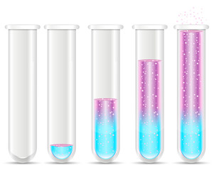 color liquid with bubble in test tubes