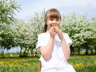 little girl in spring park