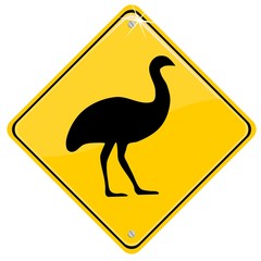 Australian traffic sign with an Emu