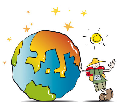 Funny traveler sightseeing