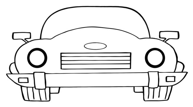 Outlined Convertible Car