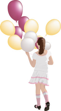 Long haired girl walking away with balloons | Vector.ai 10
